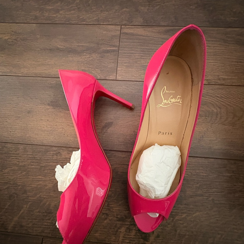 Christian Louboutin Fuchsia Peep-Toe Heels